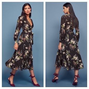 NWT Reformation Susanna Dress Sz 12, Wrap style midi dress